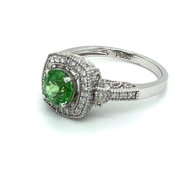 Certified Tsavorite 1.30ct Diamonds Platinum Ring - Picture 6 of 10